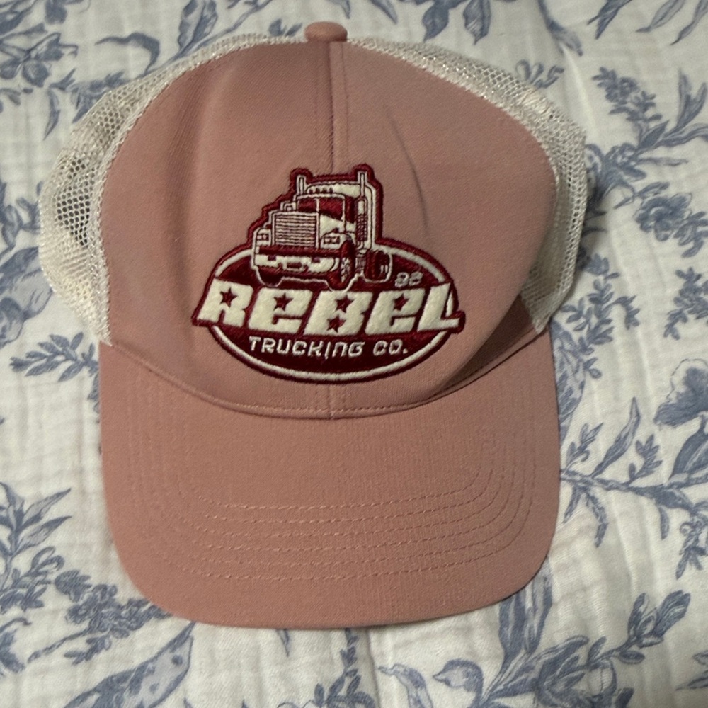 American Eagle Outfitters Pink & White Rebel Trucking Mesh Trucker Hat